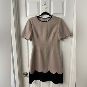 Kate Spade Beige and Black Scalloped Mini Dress